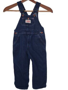 Round House Overalls Youth 4T Dark Wash Blue Denim Bibs Bib Pants USA Made